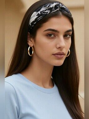 NWT BARTS Amsterdam  Black & White Knotted Easy Headband